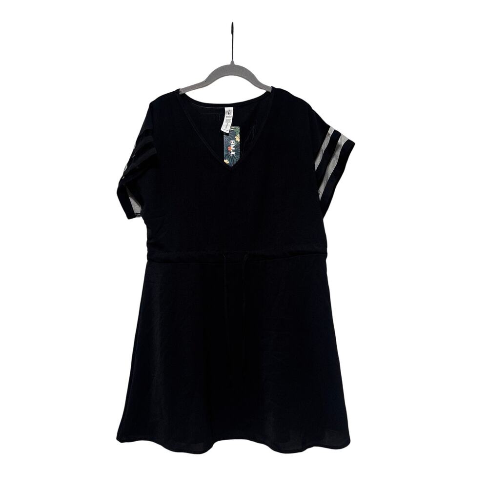 BMJL Women's Black A-Line Mini Dress Sheer Mesh Sleeve Size M NWT - Picture 2 of 7